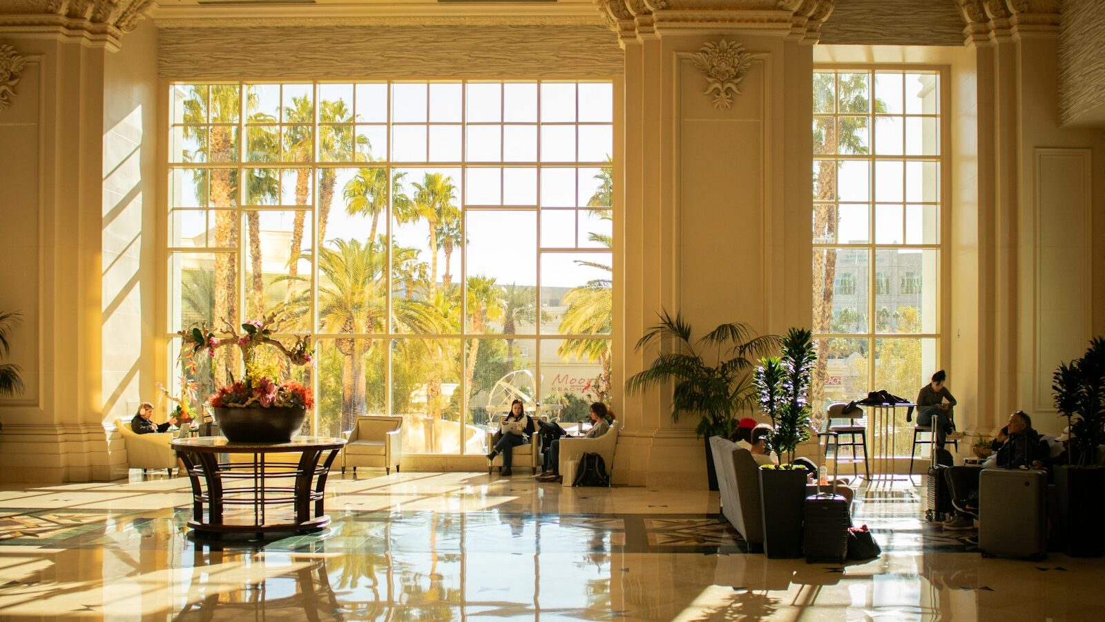 Elegant hotel interior with stunning outdoor view