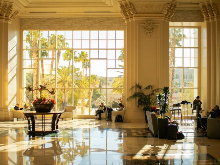 Elegant hotel interior with stunning outdoor view